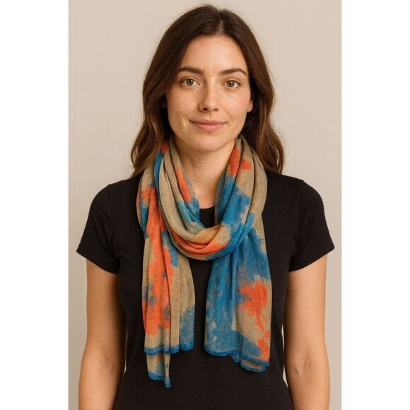 Large Abstract Print Scarf | Colorful Shimmer Wrap - Picture 3 of 5